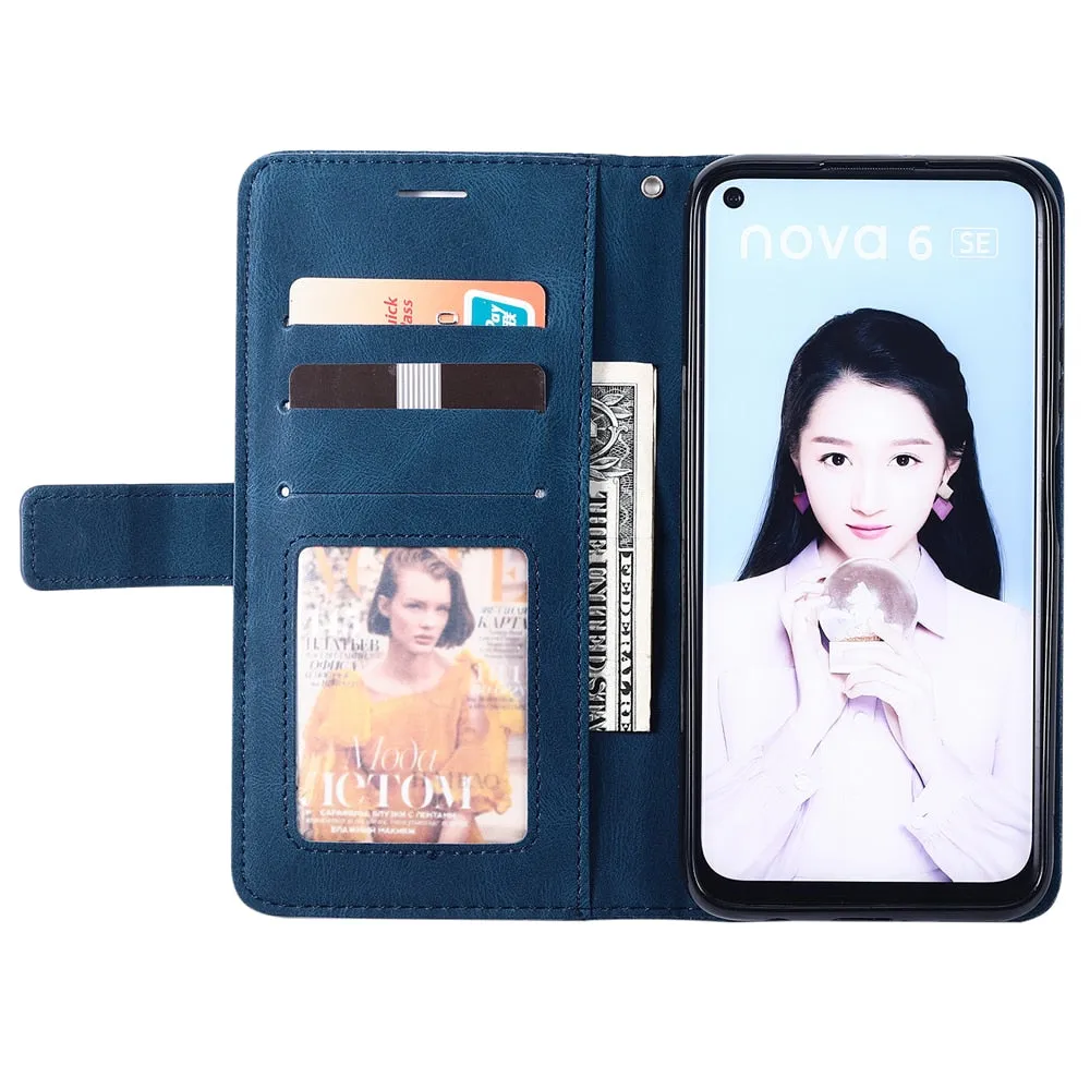 Anymob Huawei Case Dark Green Leather Flip Cover Wallet Phone Bag Shell Protection