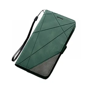 Anymob Huawei Case Dark Green Leather Flip Cover Wallet Phone Bag Shell Protection