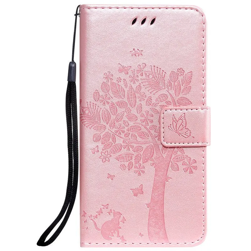 Anymob Huawei Phone Case Blush Tree Print Flip Leather Wallet Phone Cover