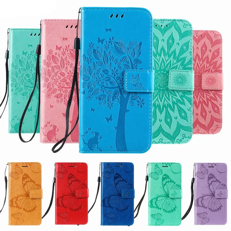 Anymob Huawei Phone Case Blush Tree Print Flip Leather Wallet Phone Cover