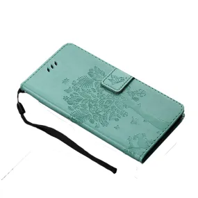 Anymob Huawei Phone Case Green 3D Tree Flip Leather Wallet Cover