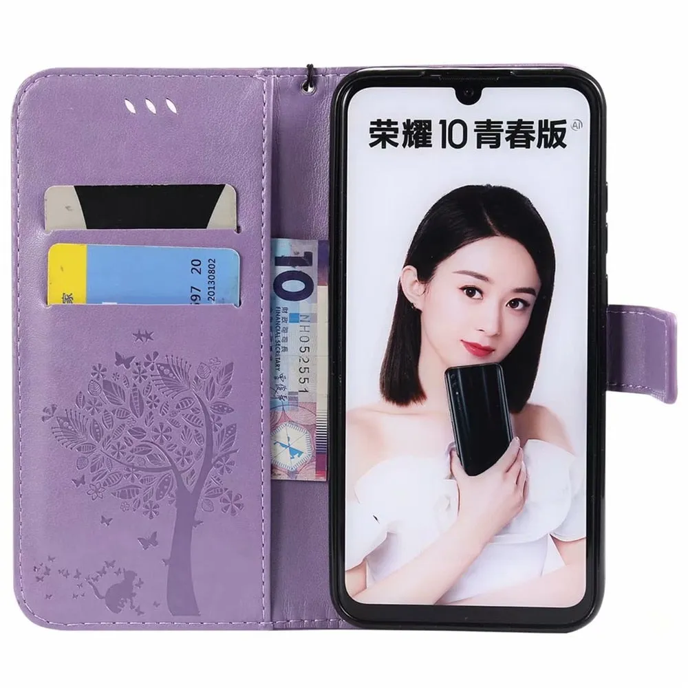 Anymob Huawei Phone Case Pink 3D Tree Flip Leather Wallet Cover