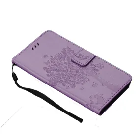 Anymob Huawei Phone Case Purple 3D Tree Flip Leather Wallet Cover