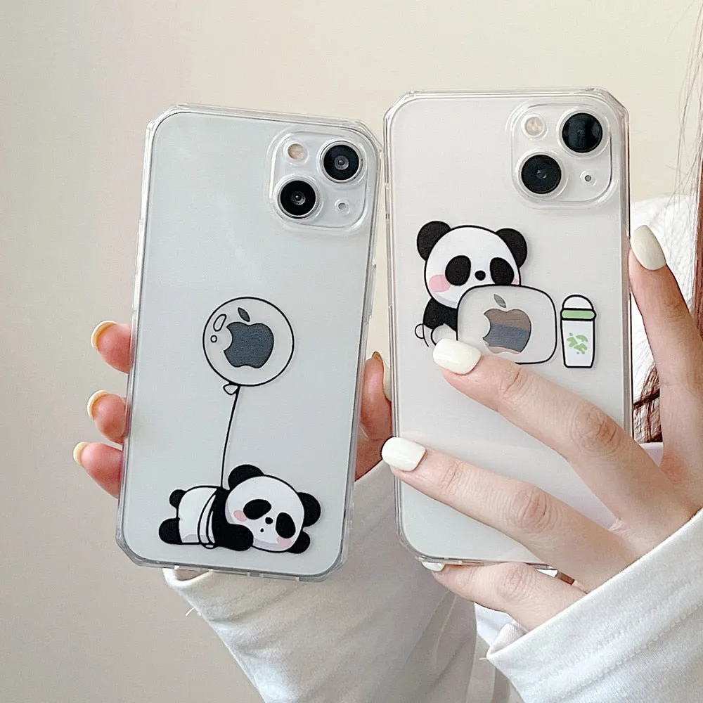 Anymob iPhone Balloon Panda Cartoon Transparent Phone Case Silicone Cover