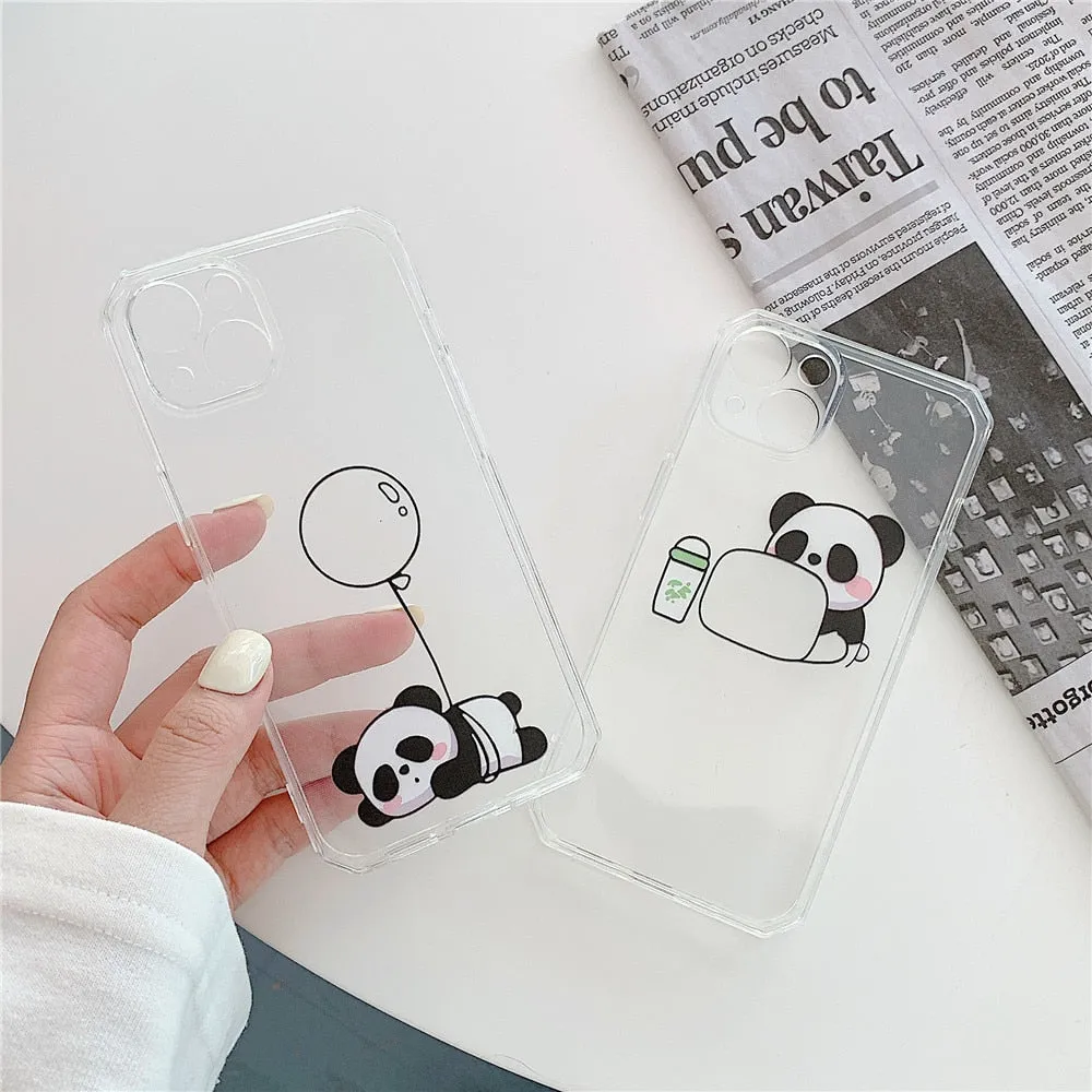 Anymob iPhone Balloon Panda Cartoon Transparent Phone Case Silicone Cover