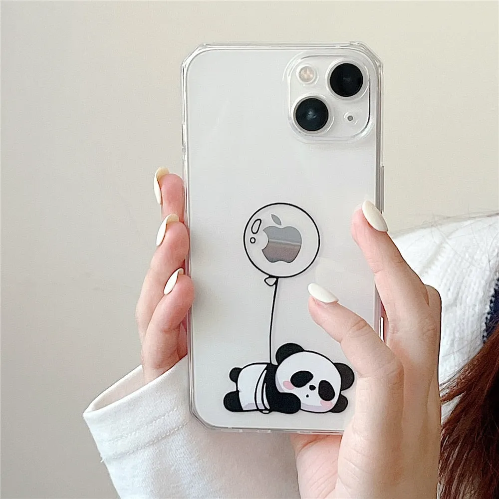 Anymob iPhone Balloon Panda Cartoon Transparent Phone Case Silicone Cover