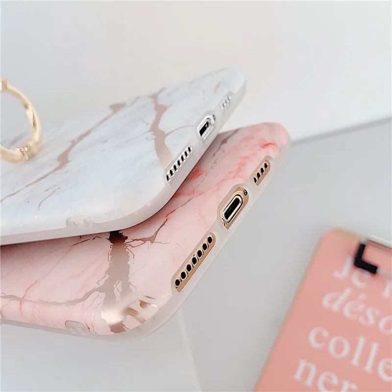 Anymob iPhone Black Case Cover Marble Silicon Phone Cover
