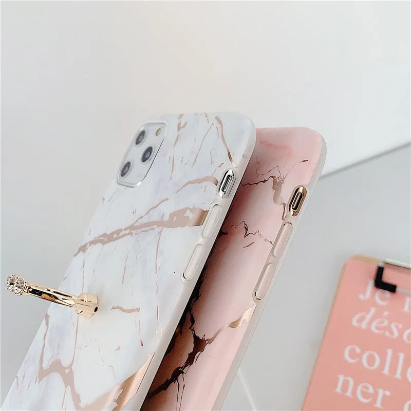 Anymob iPhone Black Case Cover Marble Silicon Phone Cover