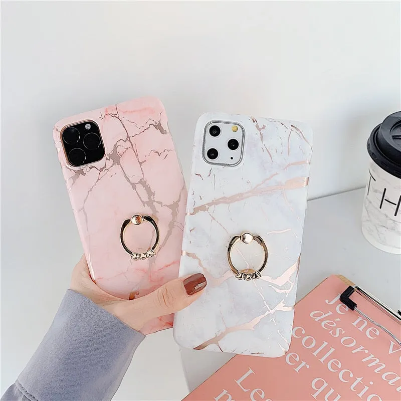Anymob iPhone Black Case Cover Marble Silicon Phone Cover