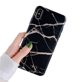 Anymob iPhone Black Case Cover Marble Silicon Phone Cover