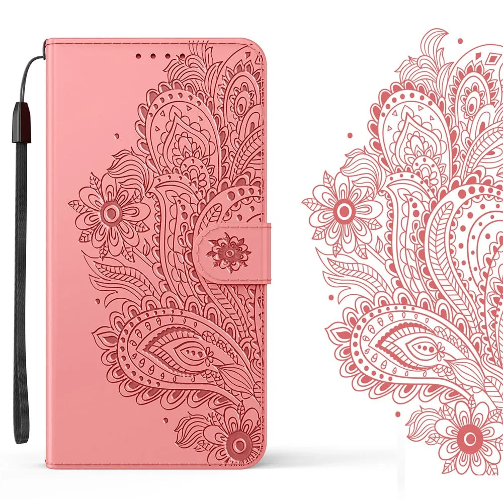 Anymob iPhone Black Flip Leather Phone Cases Peacock Pattern Wallet Cover