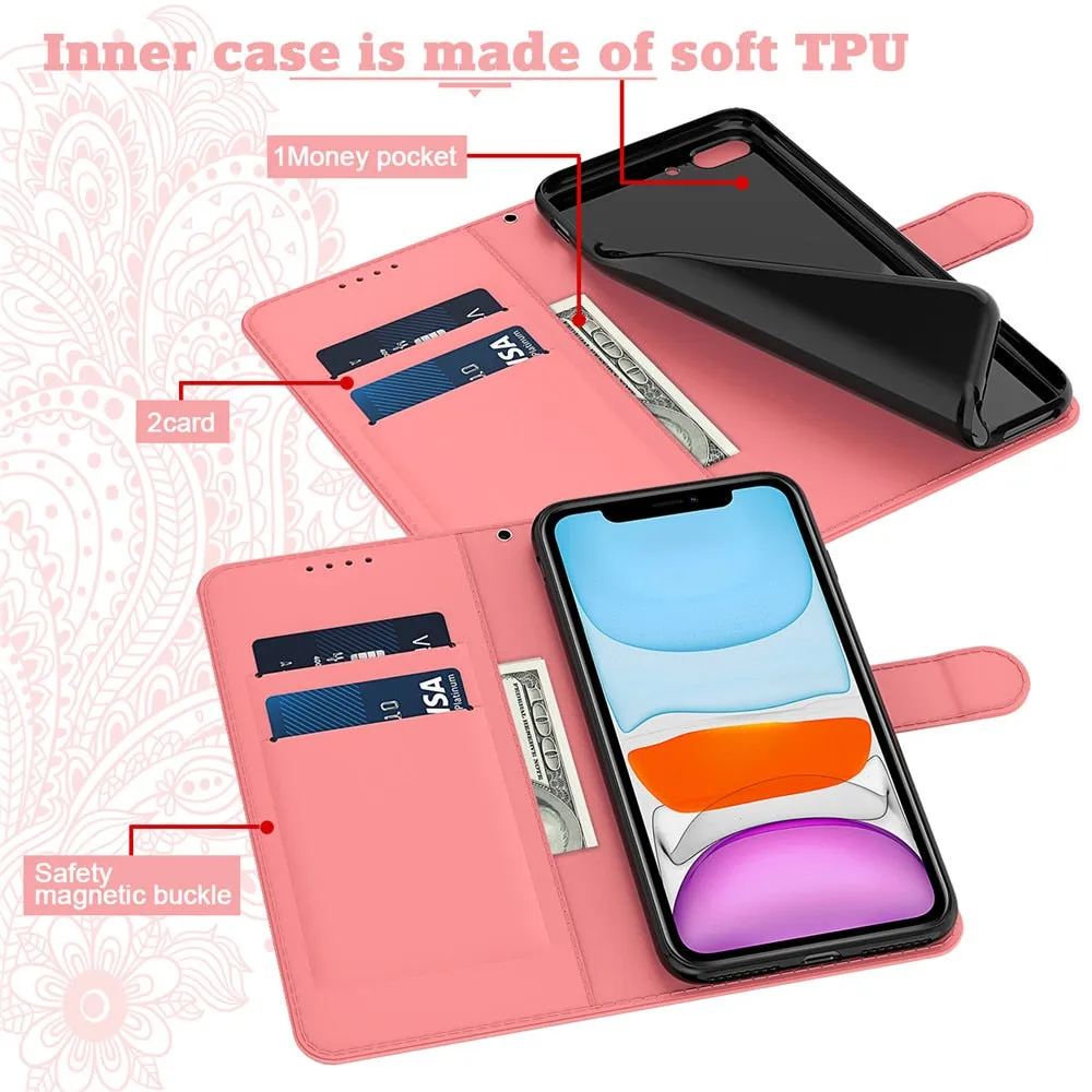 Anymob iPhone Black Flip Leather Phone Cases Peacock Pattern Wallet Cover