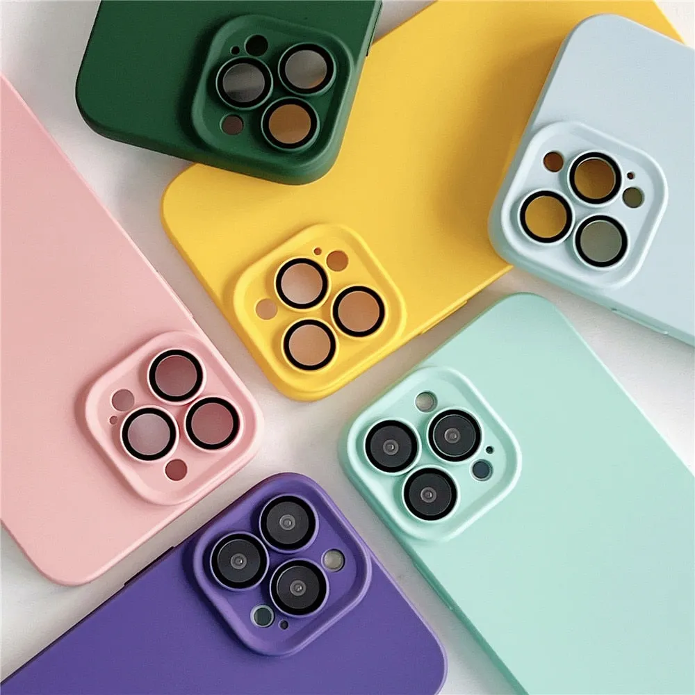 Anymob iPhone Black Silicon Phone Cases Lens Protector Film Soft Shockproof Cover