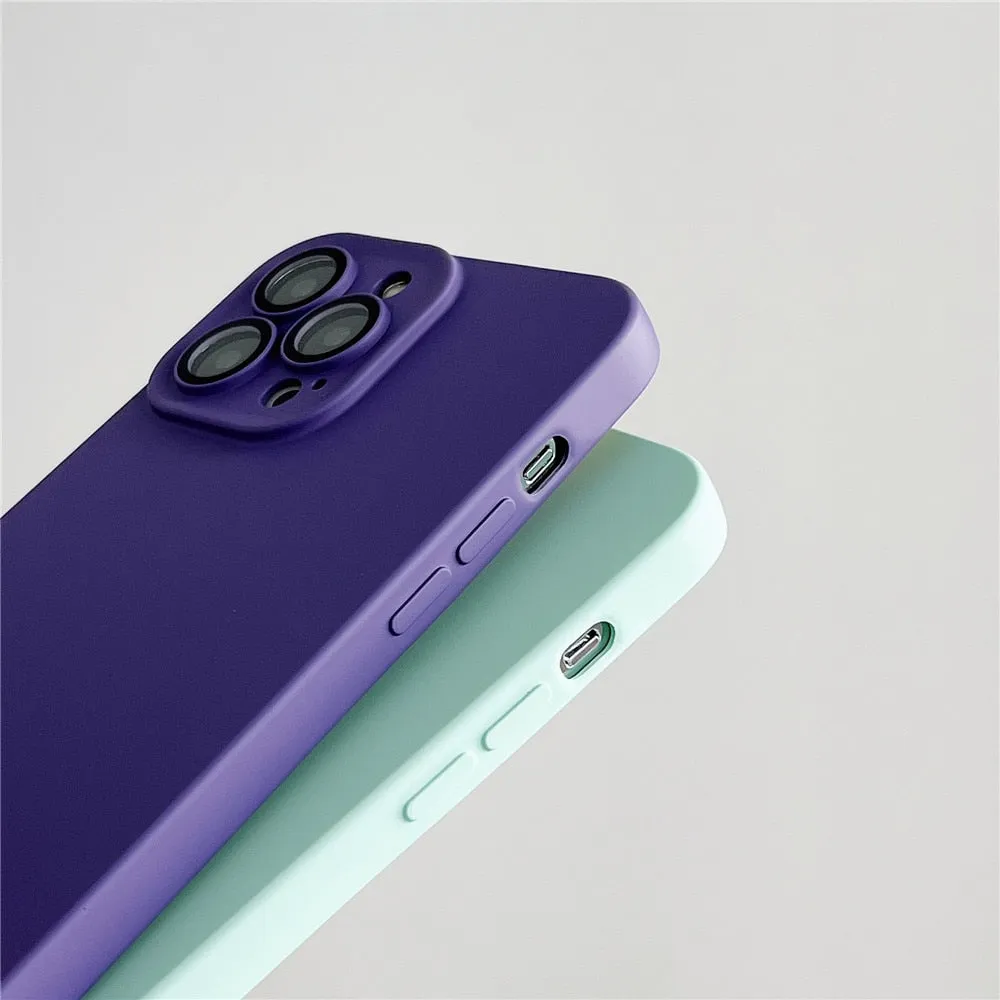 Anymob iPhone Black Silicon Phone Cases Lens Protector Film Soft Shockproof Cover
