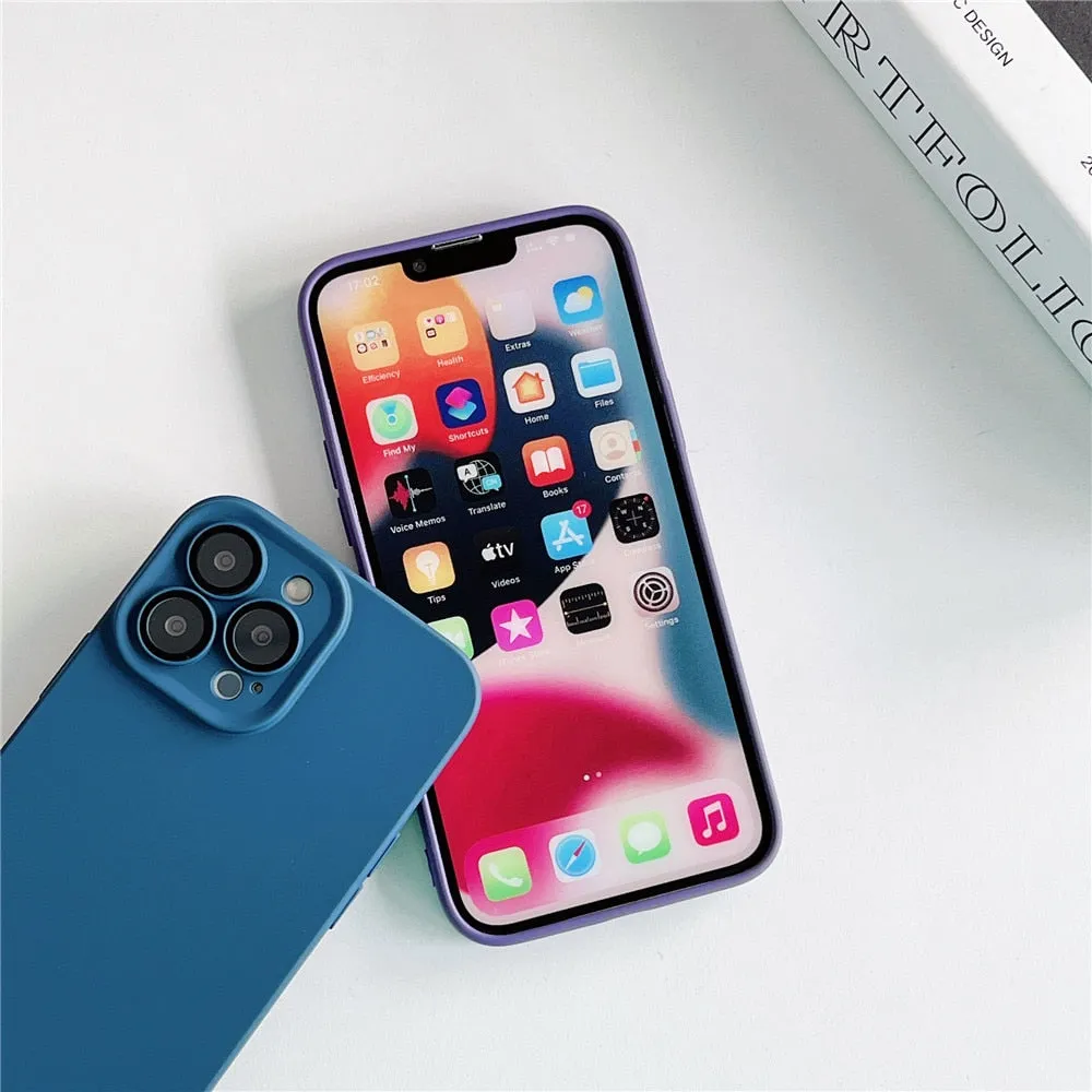 Anymob iPhone Black Silicon Phone Cases Lens Protector Film Soft Shockproof Cover