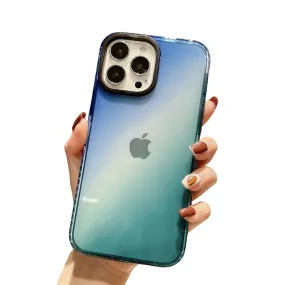 Anymob iPhone Blue And Green Gradient Rainbow Shockproof Phone Case Transparent Soft Silicone Cover