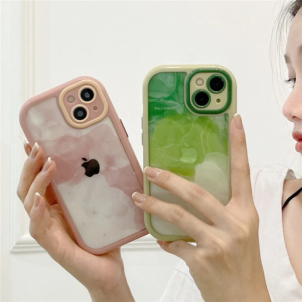 Anymob iPhone Blue Smog Acrylic Watercolor Phone Case Transparent Shockproof Cover