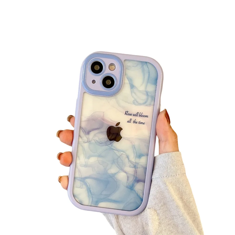 Anymob iPhone Blue Smog Acrylic Watercolor Phone Case Transparent Shockproof Cover