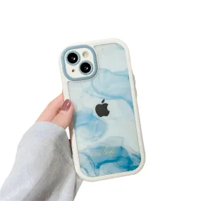 Anymob iPhone Blue Smoke Acrylic Watercolor Phone Case Transparent Shockproof Cover