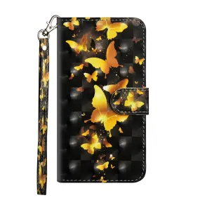 Anymob iPhone Case Golden Butterfly Flip Leather 3D Panda Painted Wallet Back Cover