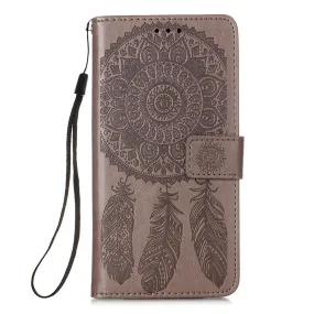 Anymob iPhone Case Gray Embossed Book Style Flip Wallet PU Leather With Card Slot