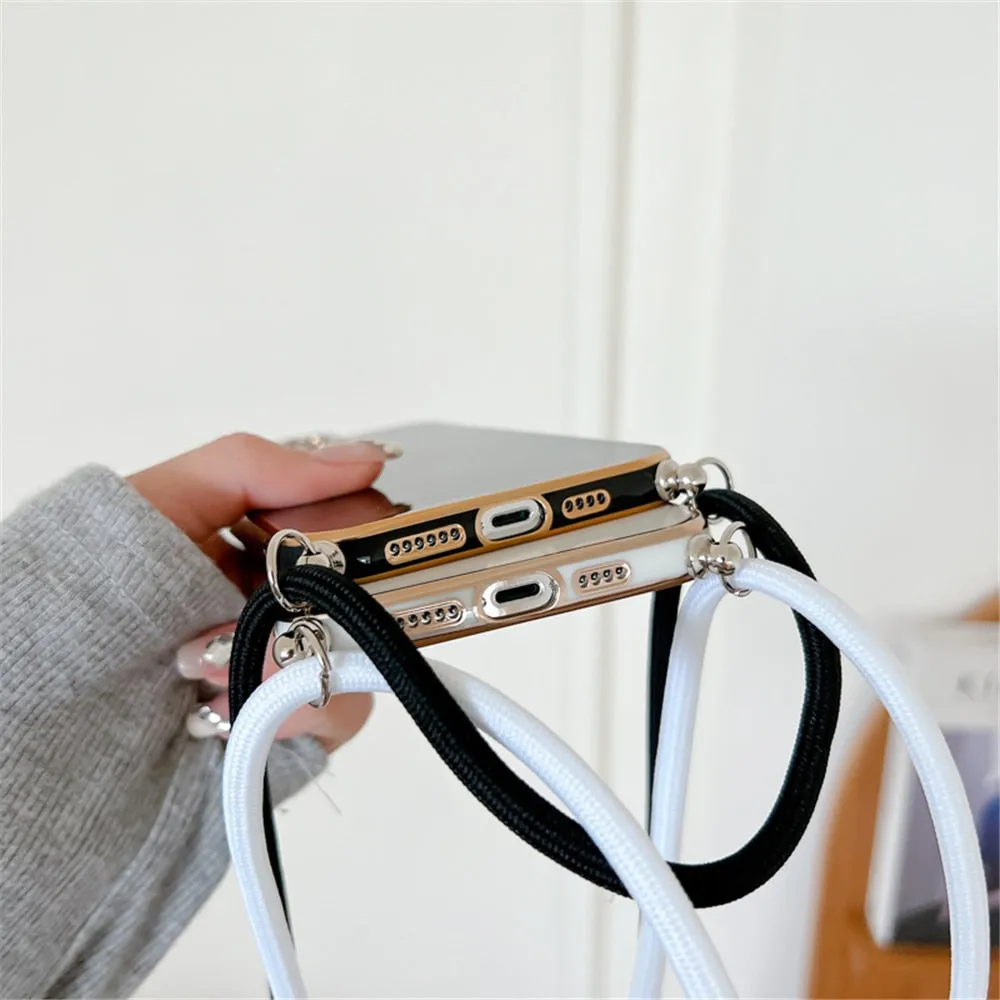 Anymob iPhone Case Light Blue Necklace Lanyard Silicon Phone Cord Strap Cover