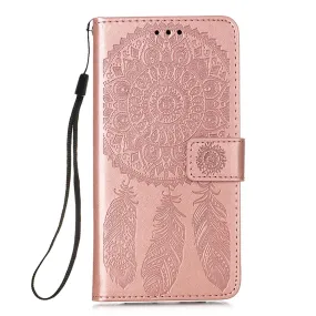 Anymob iPhone Case Pink Embossed Book Style Flip Wallet PU Leather With Card Slot