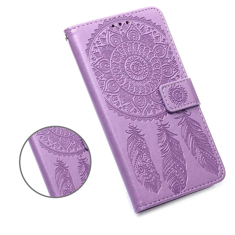 Anymob iPhone Case Pink Embossed Book Style Flip Wallet PU Leather With Card Slot