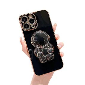 Anymob iPhone Case Pitch Black Universal 6D Astronaut Foldable Holder Phone Cover