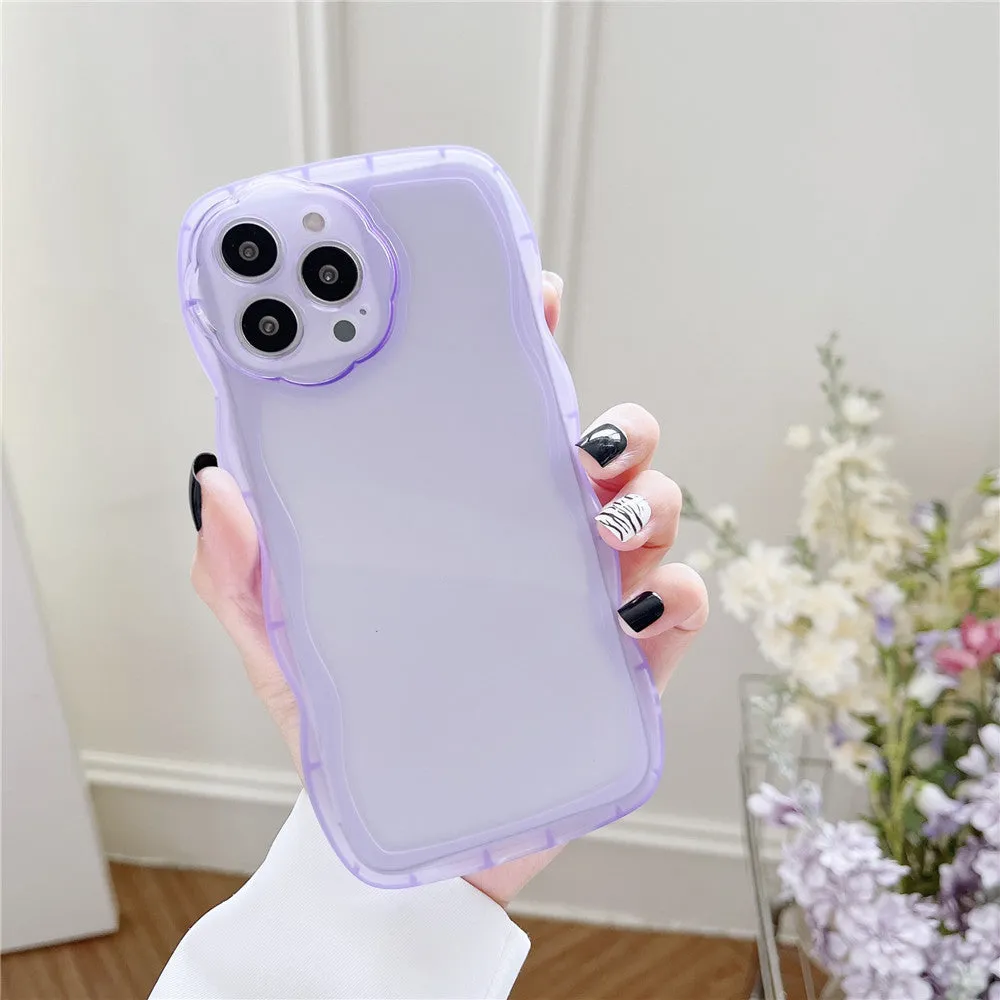 Anymob iPhone Case Purple Curly Wavy Shockproof Bumper Transparent Silicon Cover