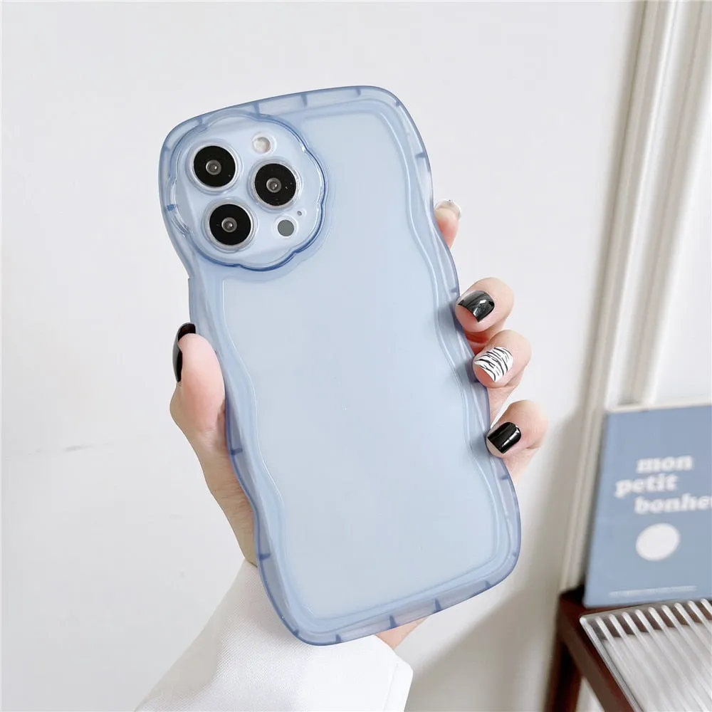 Anymob iPhone Case Purple Curly Wavy Shockproof Bumper Transparent Silicon Cover