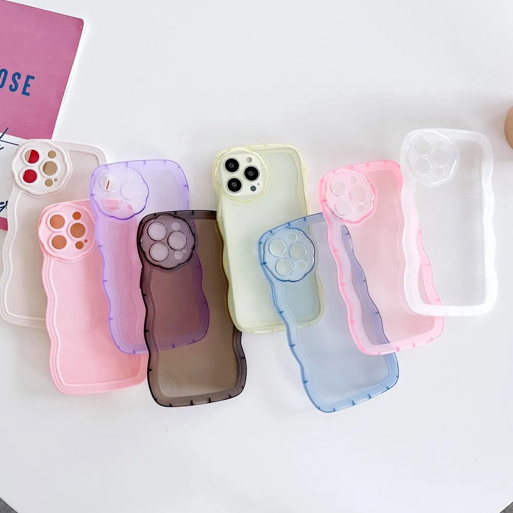 Anymob iPhone Case Purple Curly Wavy Shockproof Bumper Transparent Silicon Cover