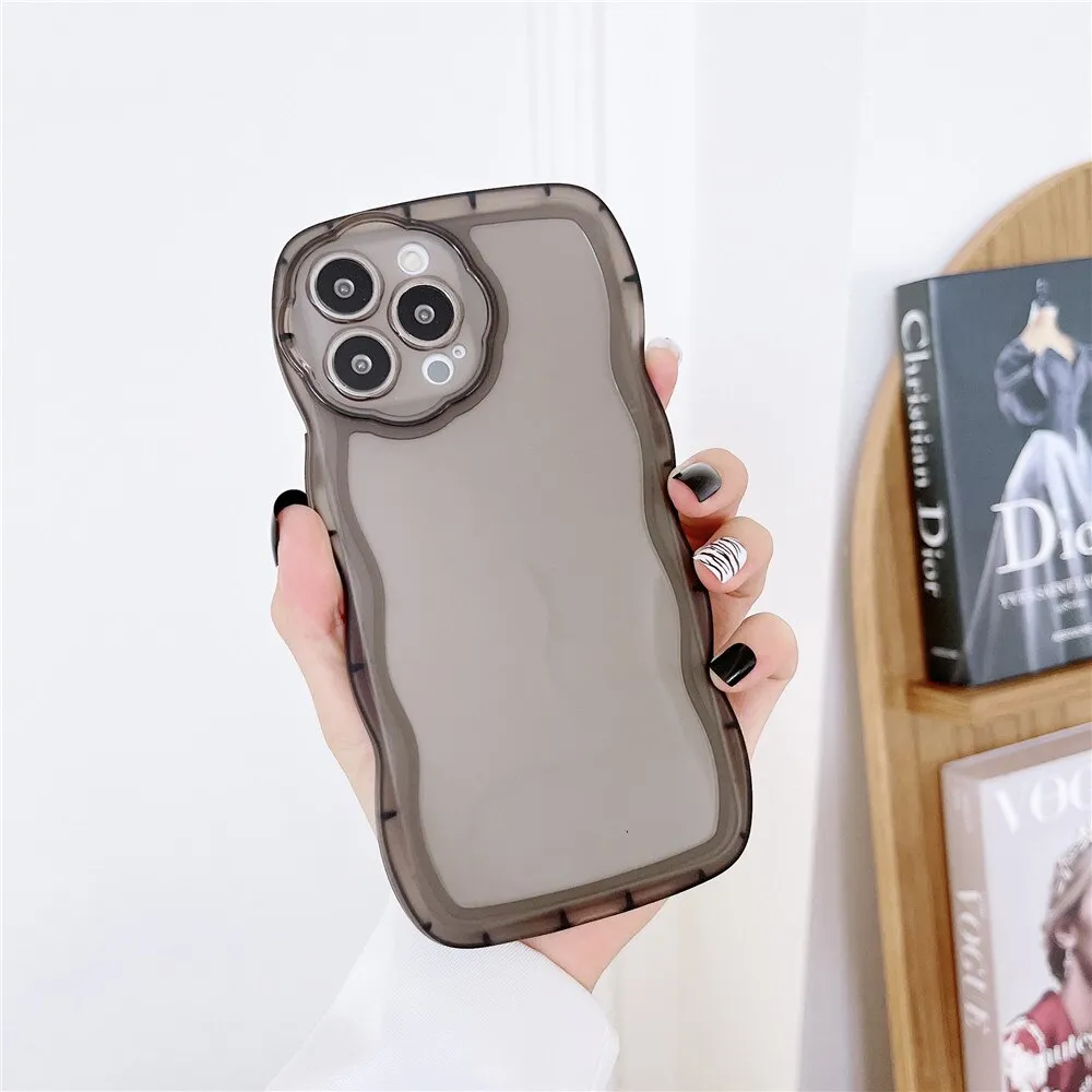 Anymob iPhone Case Purple Curly Wavy Shockproof Bumper Transparent Silicon Cover