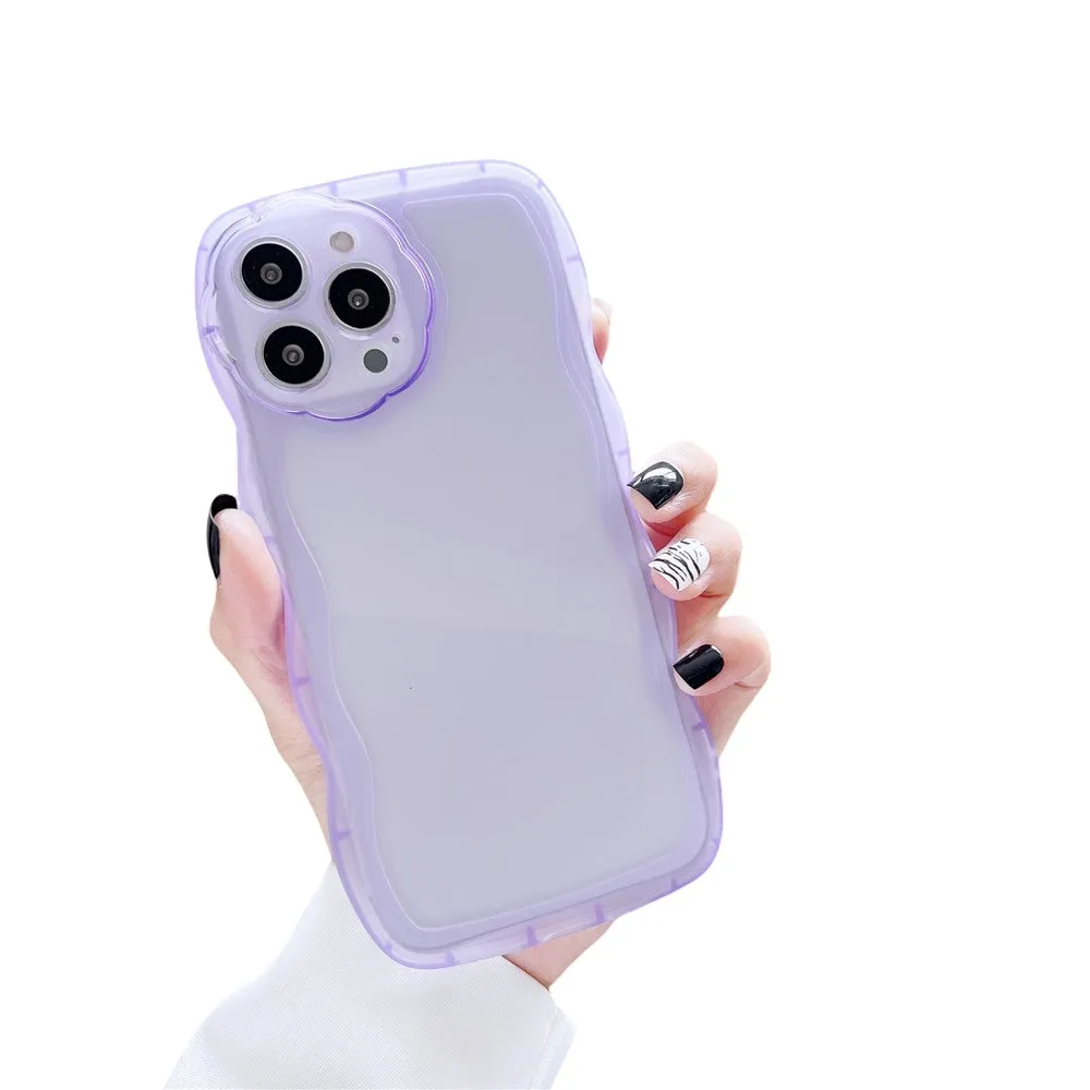 Anymob iPhone Case Purple Curly Wavy Shockproof Bumper Transparent Silicon Cover