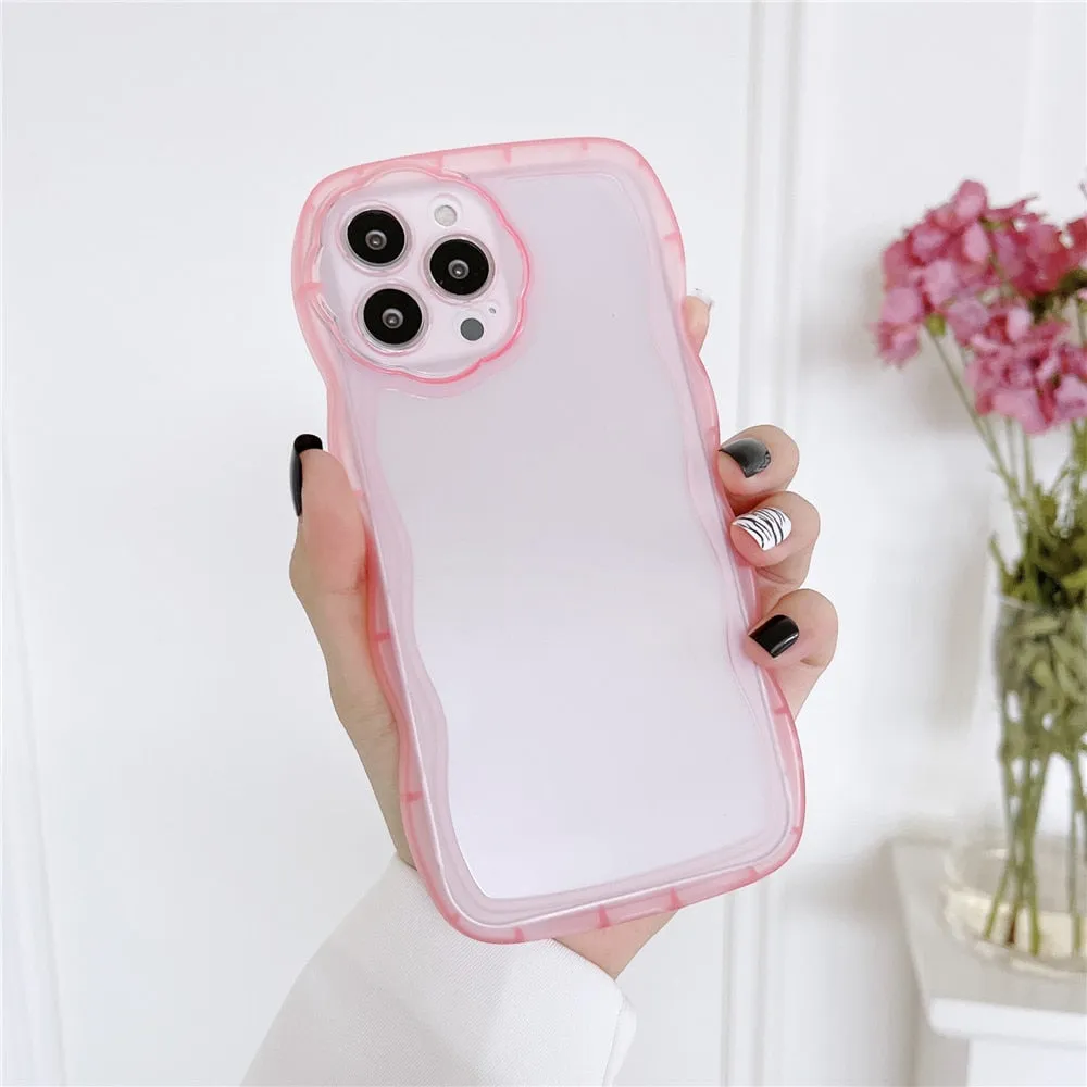 Anymob iPhone Case Purple Curly Wavy Shockproof Bumper Transparent Silicon Cover