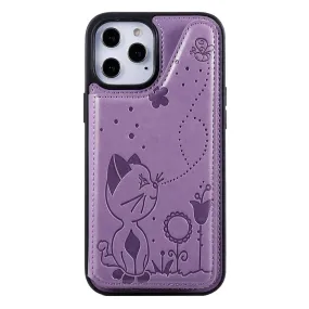 Anymob iPhone Case Purple Flip Leather Holder Stand Book Cover