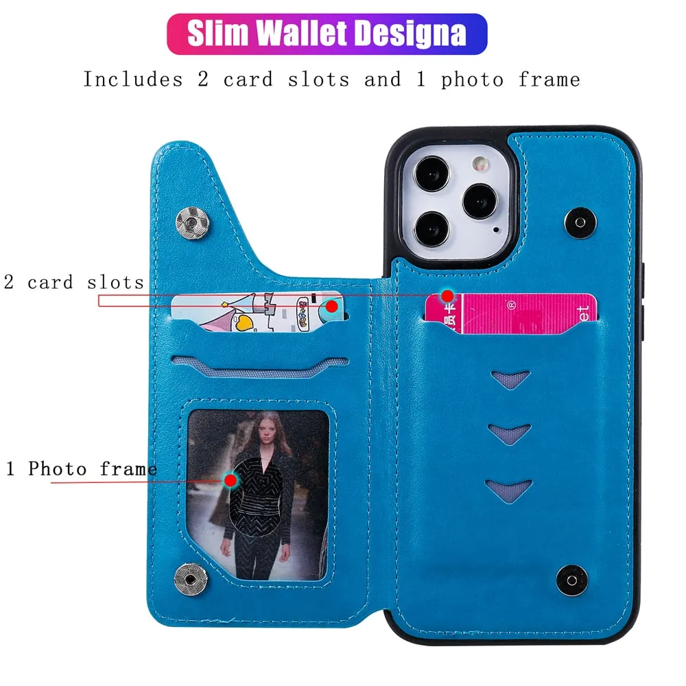 Anymob iPhone Case Purple Flip Leather Holder Stand Book Cover