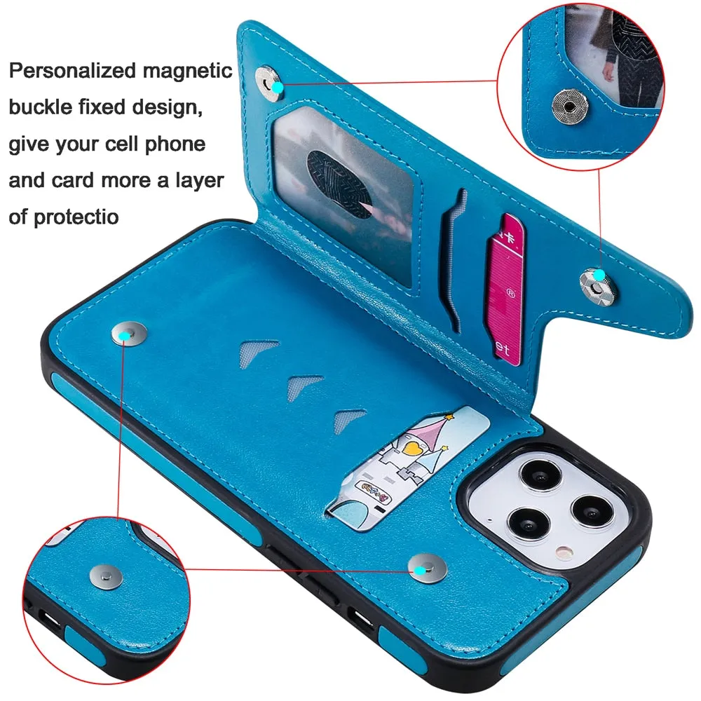 Anymob iPhone Case Purple Flip Leather Holder Stand Book Cover