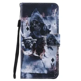 Anymob iPhone Case Skull Flip Cover Cartoon Painted Magnetic Leather Wallet Card Slot