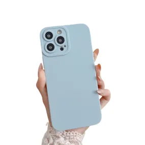 Anymob iPhone Case Sky Blue Square Silicone Camera Lens Protector With Soft Back Cover