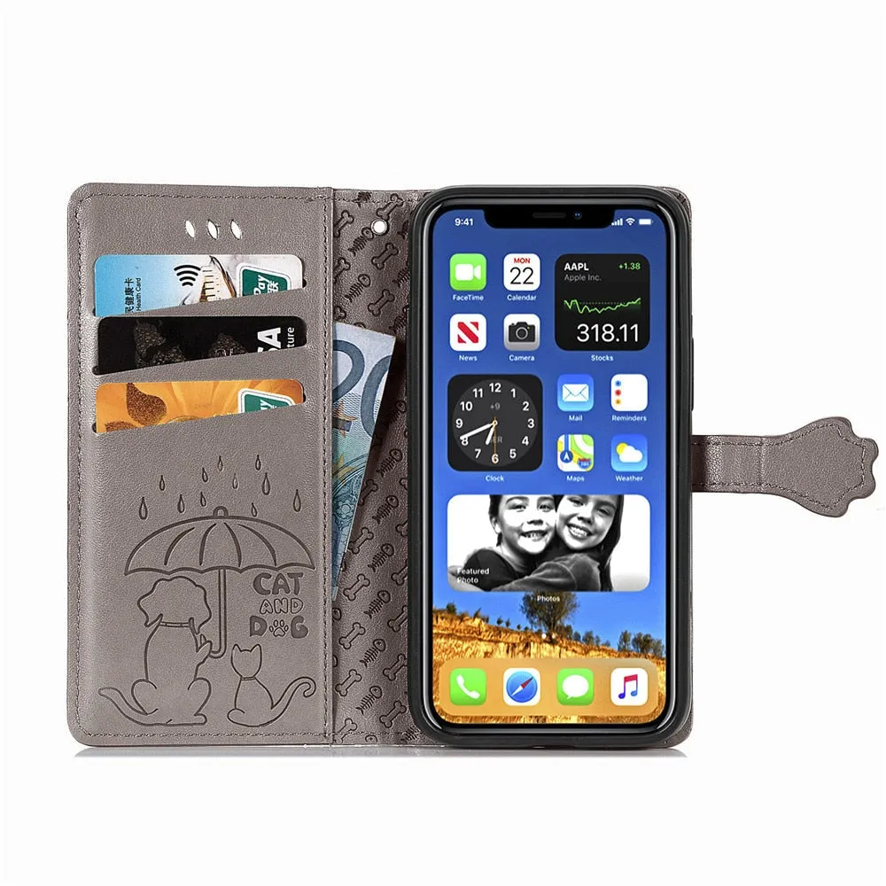 Anymob iPhone Case Turquoise Magnetic Flip Leather Card slot Wallet Phone Book Style Cover