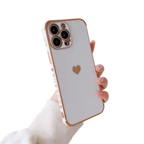 Anymob iPhone Case White Plating Love Heart Pattern Soft Silicon Phone Cover