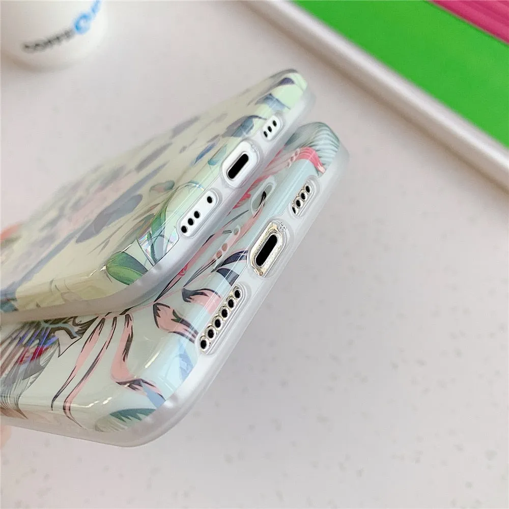 Anymob iPhone Cherry Blossom Marble Phone Case Soft Silicone Cover