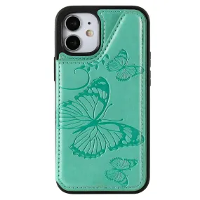 Anymob iPhone Green 3D Butterfly Flip Leather Case Mini Wallet Book Cover