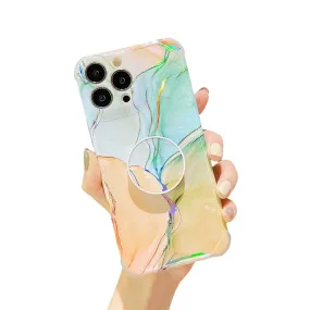 Anymob iPhone Green And Brown Ring Protection Phone Case Gradient Marble Corner Shockproof Cover