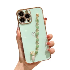 Anymob iPhone Green Love Heart Bracelet Chain Phone Case Max Soft Silicone Cover