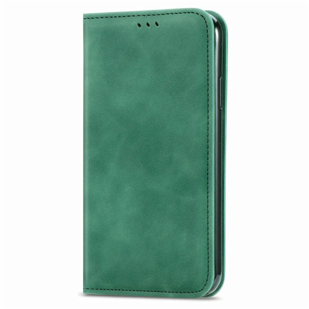 Anymob iPhone Green Magnetic Flip Leather Phone Case Card slot Wallet Cover