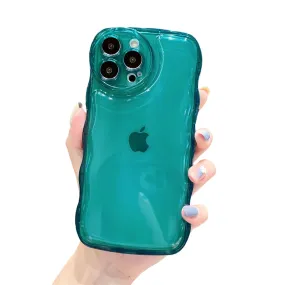 Anymob iPhone Green Transparent Fluorescent Curly Wave Case Shockproof Silicone Cover
