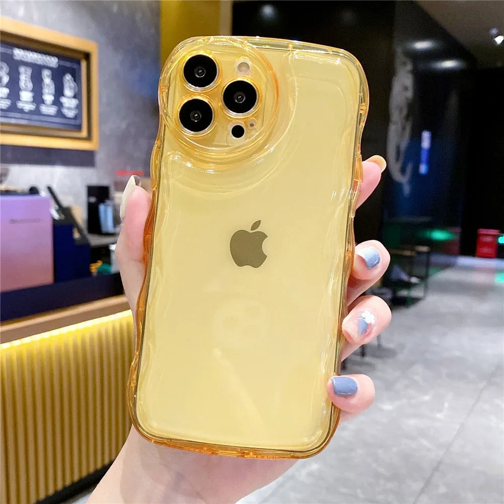 Anymob iPhone Green Transparent Fluorescent Curly Wave Case Shockproof Silicone Cover