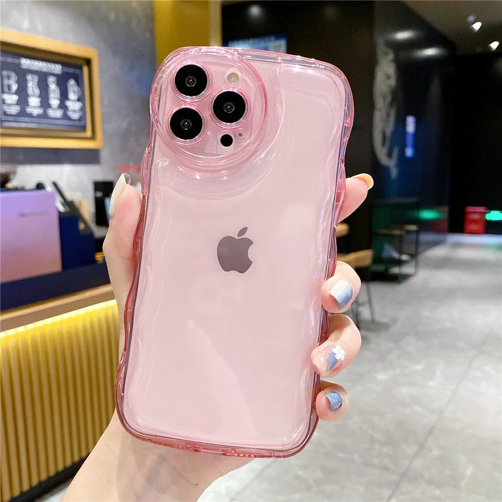 Anymob iPhone Green Transparent Fluorescent Curly Wave Case Shockproof Silicone Cover